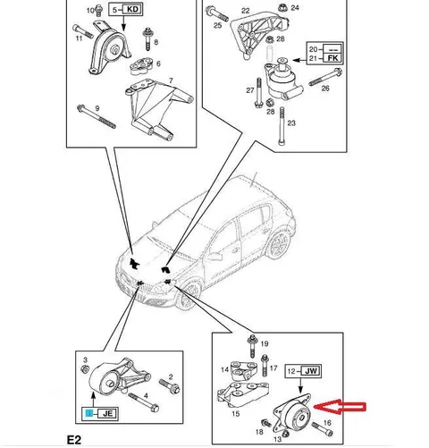 Poduszka silnika Opel Astra, Meriva