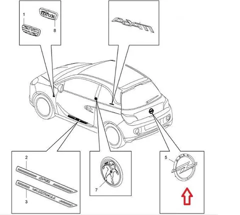Emblemat Opel na klapę tył do Opel Adam