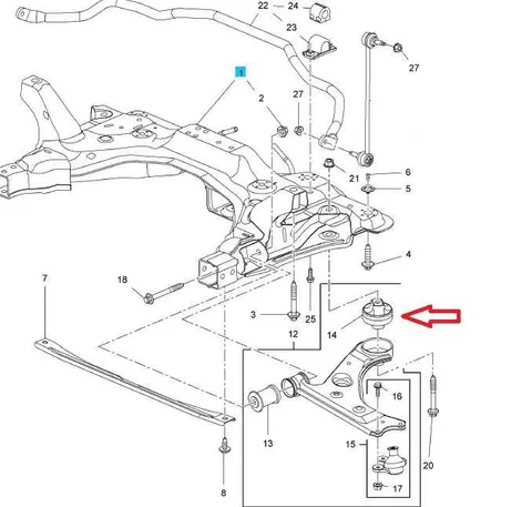Tuleja wahacza pionowa Opel Adam