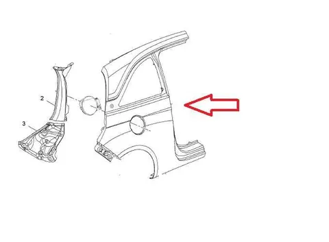 Błotnik prawy tył Opel Adam