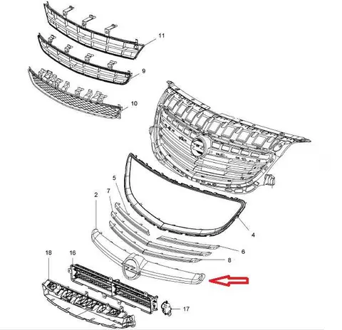 Listwa chromowana atrapy Opel Insignia