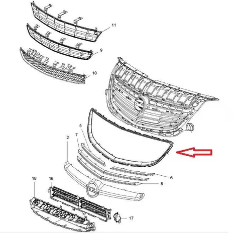 Listwa chromowana atrapy Opel Insignia