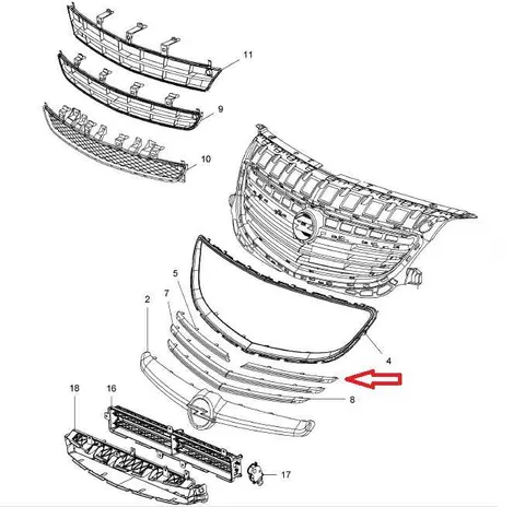 Listwa chromowana lewa atrapy Opel Insignia