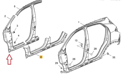 Słupek "a" zewnętrzny Opel Mokka
