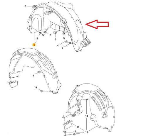 Nadkole przednie prawe Opel Mokka