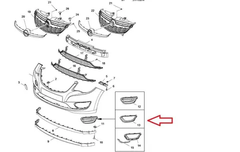 Kratka światła przecimgielnego lewa Opel Karl