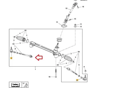 Drążęk kierowniczy Opel Karl