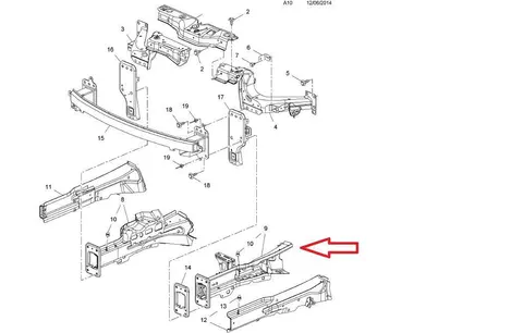 Podłużnica wewnętrzna lewa Opel Corsa E