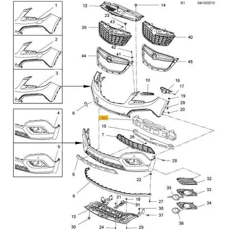 Absorber zderzaka przód Opel Mokka