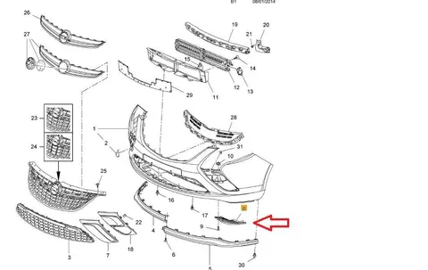 Deflektor powietrza dolny Opel Zafira C prawy