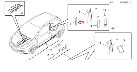 Naklejka ozdobna drzwi Opel Corsa D 3 drzwi lewa