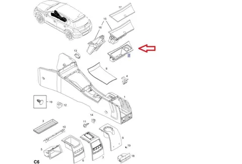 Schowek konsola środkowa Opel Astra H czarny