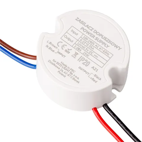 Zasilacz do puszk fi60 2,08A 25W 12V IP67 50x50x22