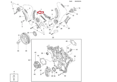 Prowadnica łańcucha rozrządu Opel 2,8; 3,2