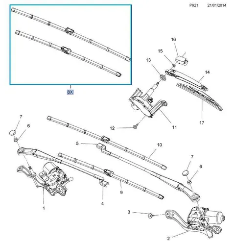Oryginalne wycieraczki szyby przód Opel Zafira C