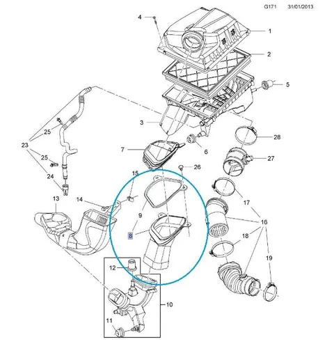 Adapter filtra powietrza Zafira C
