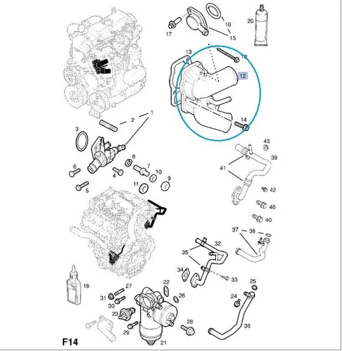 Obudowa termostatu wody Vectra C