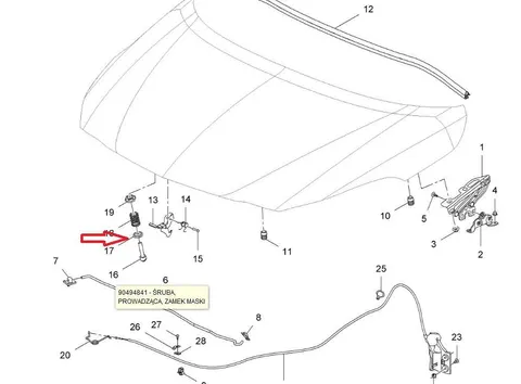 Podkładka bolca zamykania maski Opel
