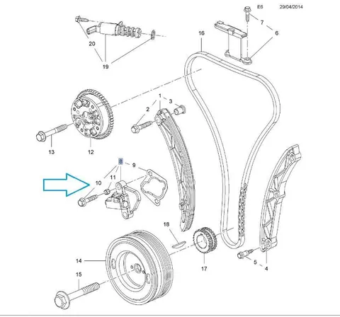 Napinacz łańcucha rozrządu Opel Adam 1.0