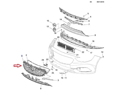 krata wlotu powietrza, grill opel insignia b