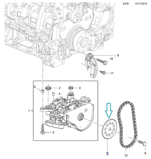 Koło zębate pompy oleju opel 1,6 diesel