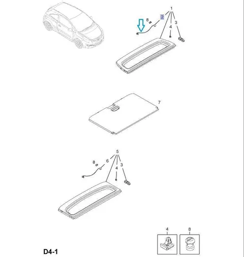 Linka półki bagażnika Corsa D 3D