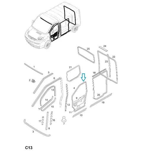 Uszczelka drzwi przednich lewa Vivaro A
