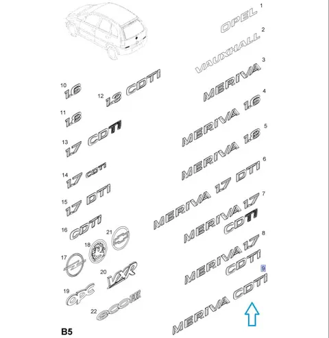 Napis "MERIVA CDTI" meriva a