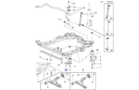 wahacz przedni lewy opel astra j