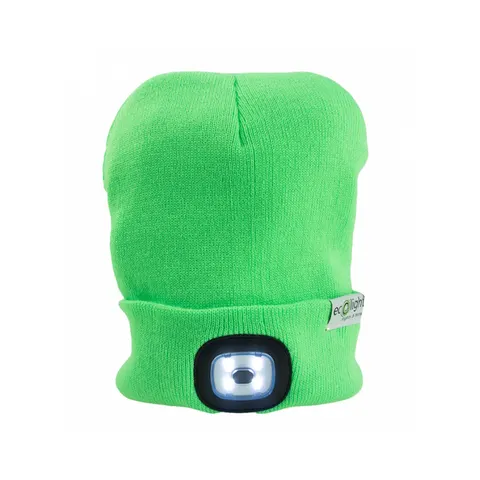 Czapka z latarką LED Zielona 1W 6500K
