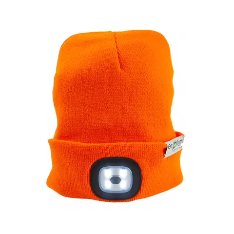 Czapka z latarką LED Pomarańczowa 1W 6500K
