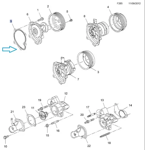Uszczelka pompy wody Astra J 1.7