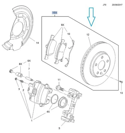 Zestaw hamulcowy przedni Astra K tarcza 300mm