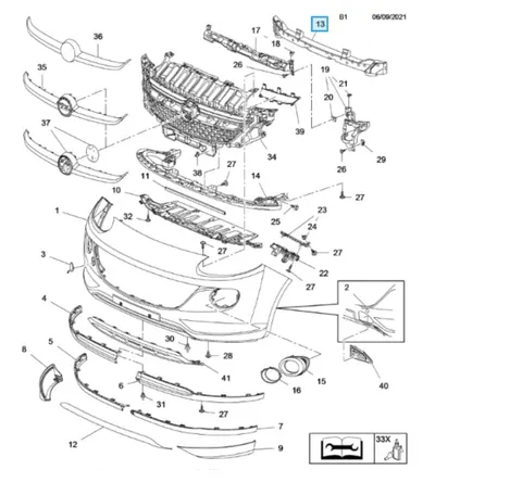 wzmocnienie zderzaka przód opel adam