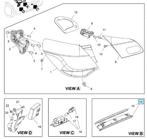 Dodatkowa lampa stopy Astra J HB