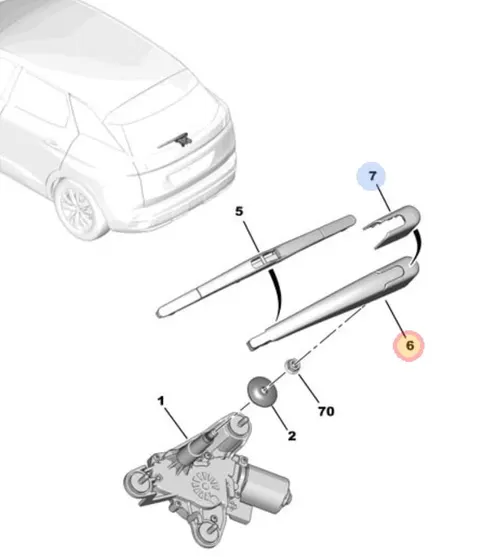 ramię wycieraczki szyby tył peugeot 3008 od 2016r.