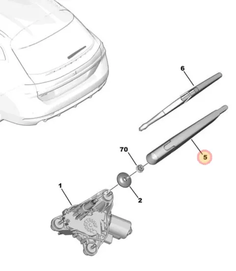 ramię wycieraczki szyby tył peugeot 508 od 2018r.