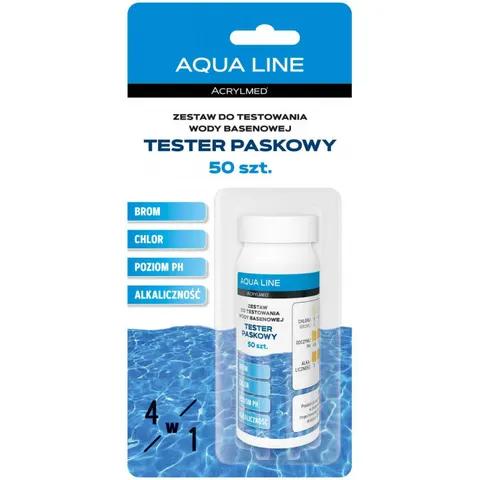AQUA LINE Tester paskowy do badania wody w basenie 4w1, 50 szt