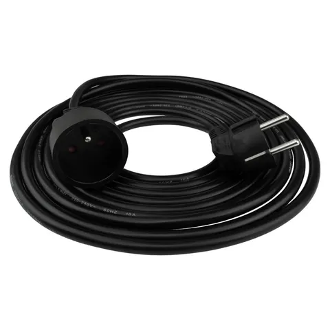 Przedłużacz 1 gniazdo 5m z/u 3x1.5mm2 CZARNY