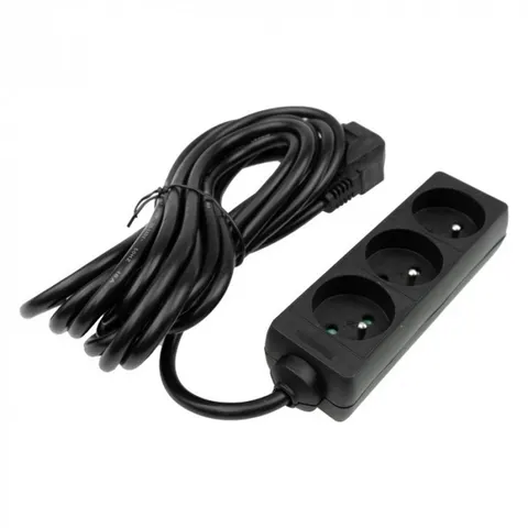 Przedłużacz 3 gniazda 5m z/u 3x1.5mm2 CZARNY