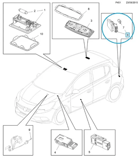 Lampka przedziału bagażnika Corsa E