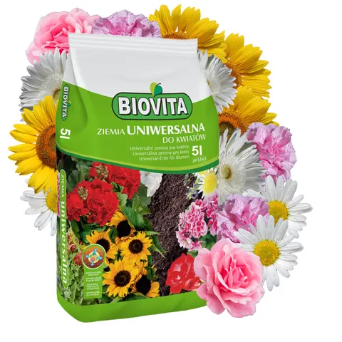 Biovita Ziemia uniwersalna 5L do kwiatów i roślin ogrodowych, żyzne podłoże z nawozem, gotowe do sadzenia