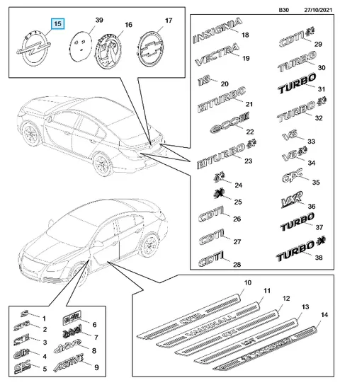 Emblemat "OPEL" Insignia A