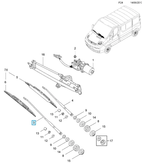 Ramię wycieraczki szyby przedniej Vivaro A