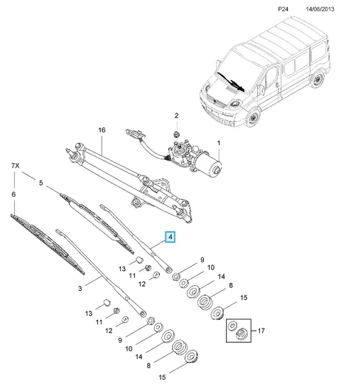 Ramię wycieraczki szyby przedniej Vivaro A