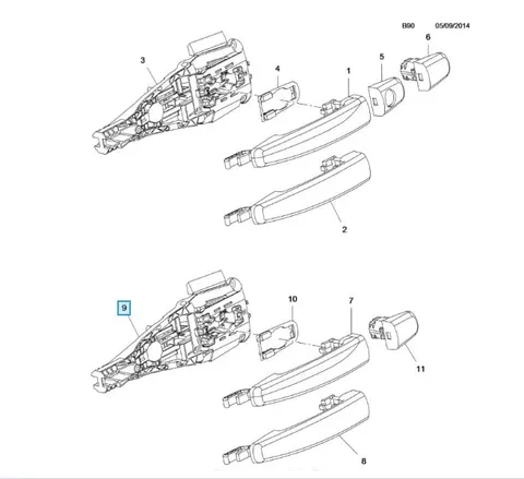 wspornik klamki zewnętrznej opel corsa e