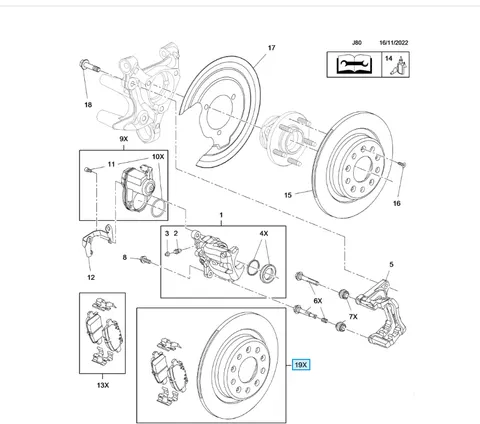 oryginalny zestaw hamulcowy tył opel insignia b (288mm tarcze)