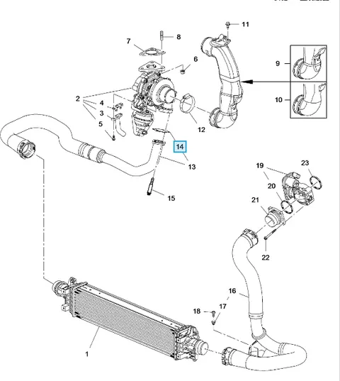 Uszczelka rurki turbosprężarki Mokka X