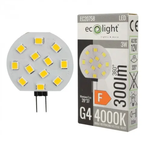 Żarówka LED G4 Pastylka 3W 12V 4000K 300lm; EC20758, ECOLIGHT