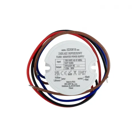 Zasilacz do puszki fi60 1,25A 30W 24V IP67 50x50x22